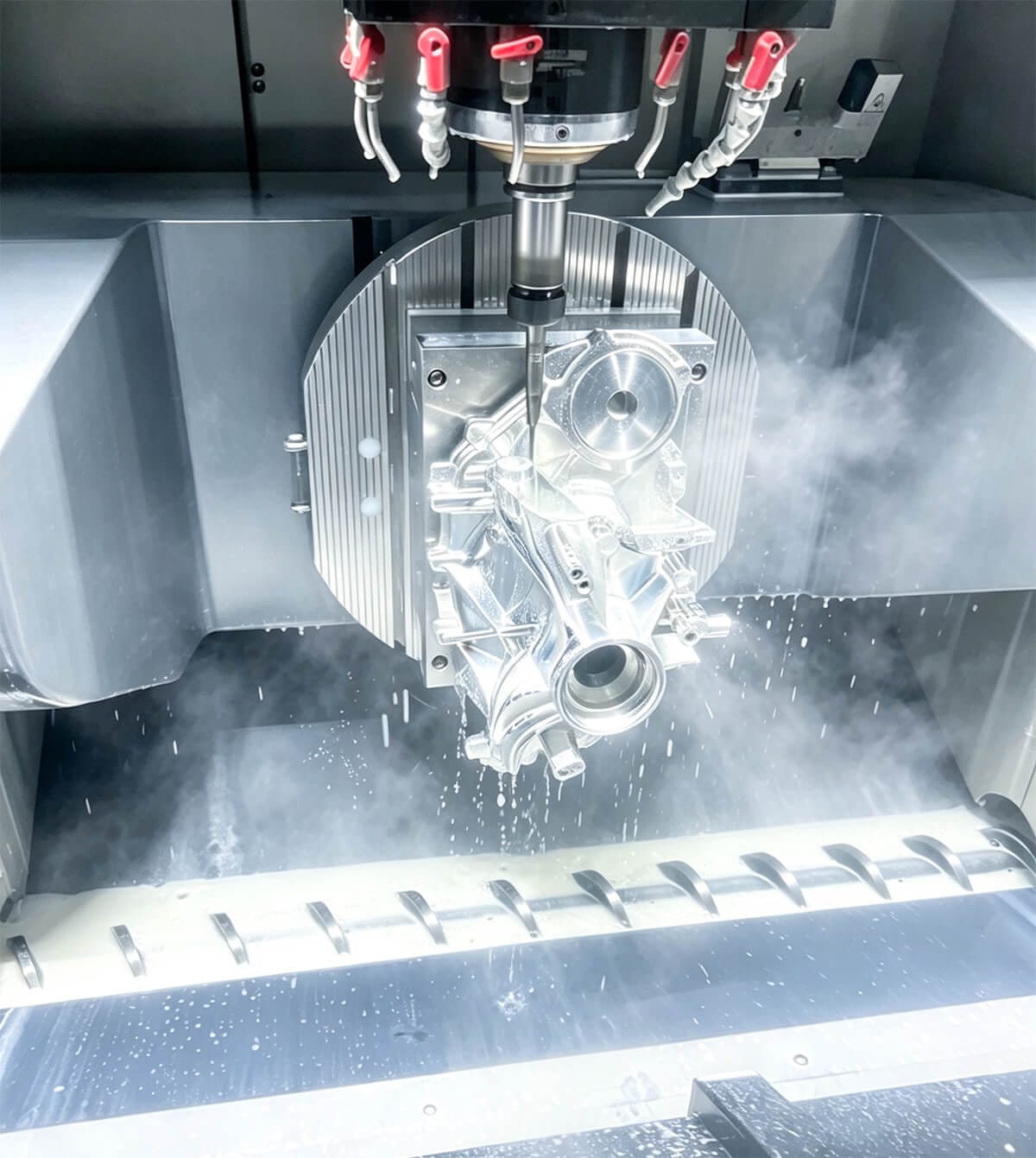 Multi-axis CNC milling machine in operation