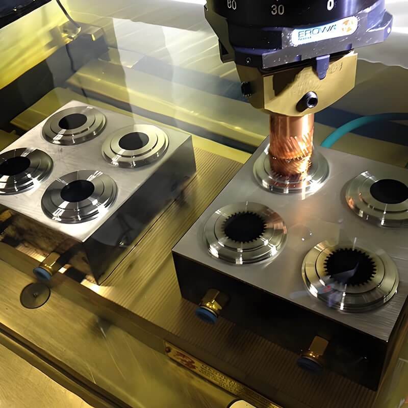 Precision EDM machining of hard metal with controlled electrical discharge